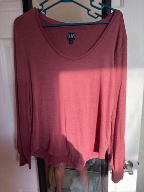 GAP Women's Long Sleeve Scoop Neck Top in Dusty Rose med m tall